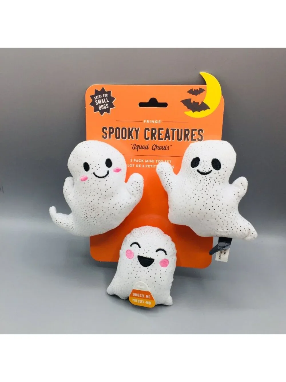 Spooky Creatures SQUAD GOALS Plush Squeaker Glitter Ghosts Dog Toys